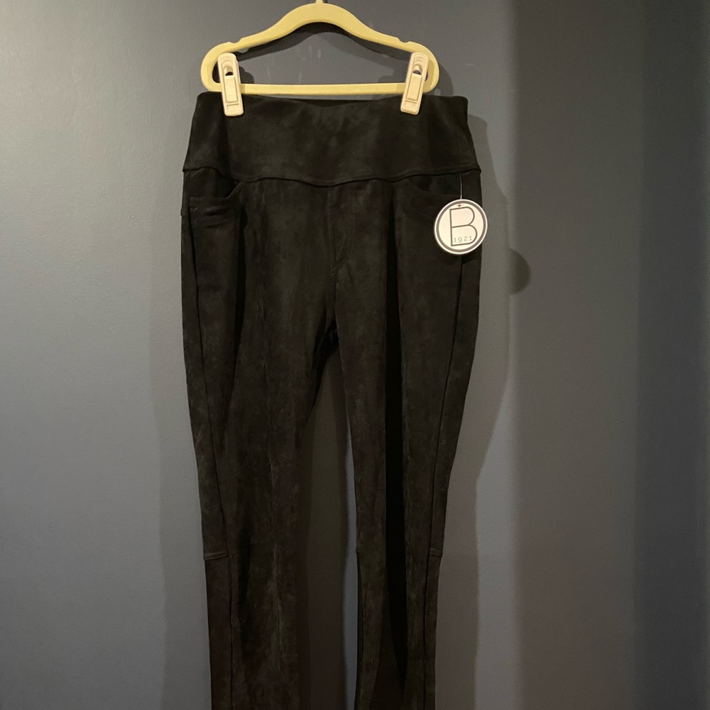 Black faux suede leggings